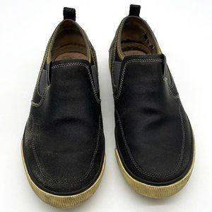 Skechers Mens Size 9 Memory Foam Charcoal Leather Slip-On Loafers Shoes 63808